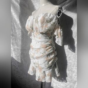 Chicways Off The Shoulder Floral Ruffle Mini Dress Size medium
